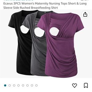 3 short-sleeve nursing tops, NWOT.